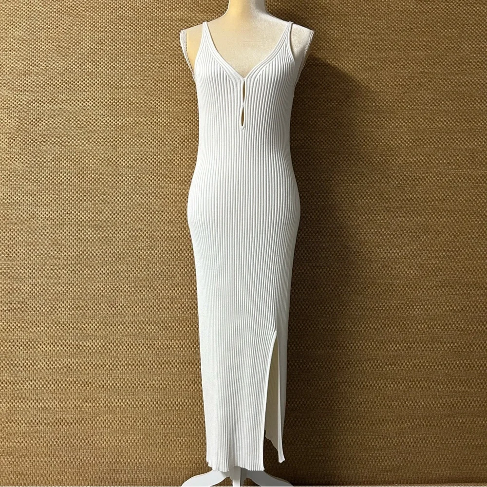 Abercrombie & Fitch Maxi Sweater Dress Womens LT Cream Ribbed